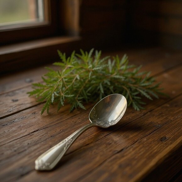Antique Rogers Bros 1910 Concord Floral Swirl Sugar Sauce Spoon Nickel Silver - Picture 1 of 7
